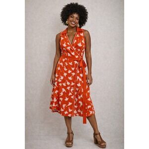 DVF Diane von Furstenberg x Target Ginkgo Cherry Tomato Midi Wrap Dress / SZ XXL